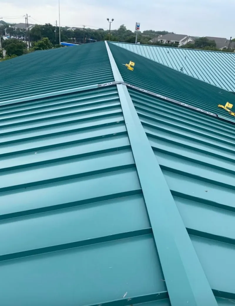 Green commercial metal roof ridge and valley for Metal Roof Repair in Oceano